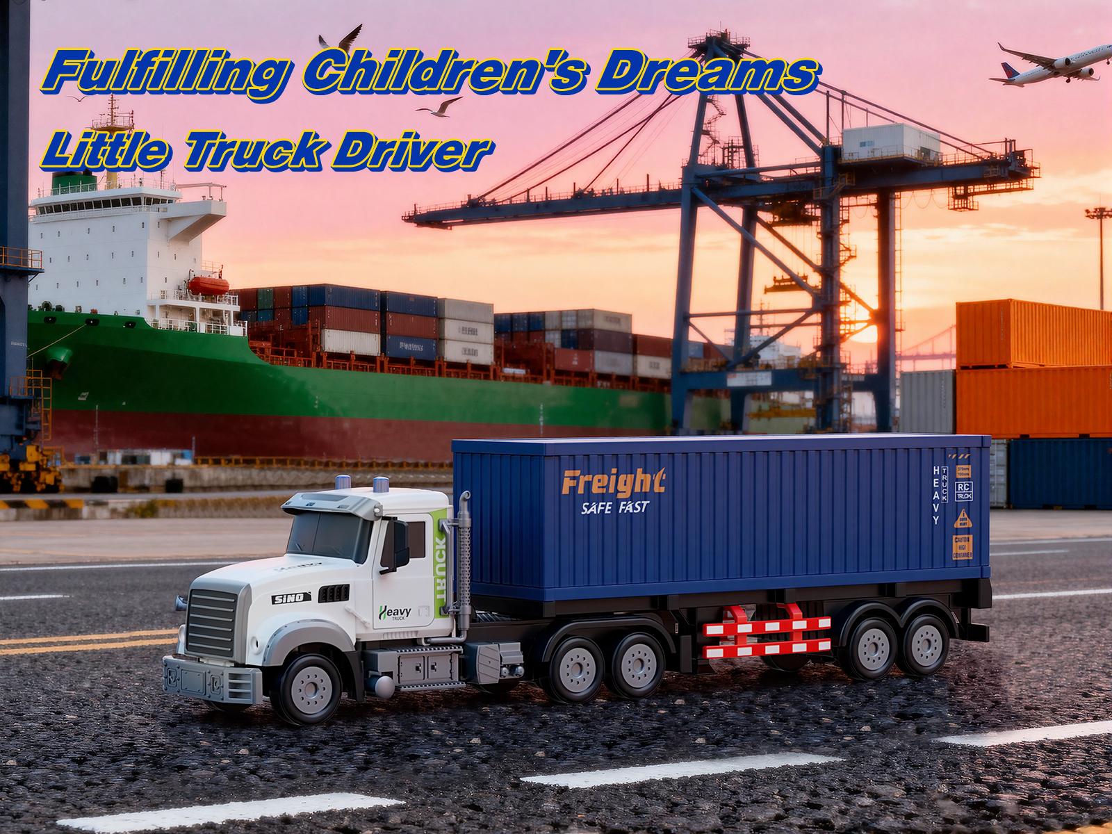 Detachable RC Truck with Container,23.6 Inch 9-Channel RC Semi Truck Toy, 1:12 Container RC Car, Van Truck with Lights & Music,Great Gift for Kids & Adult