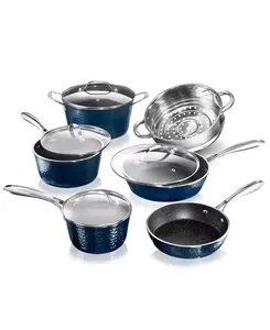 GraniteStone 10-Piece Hammered Nonstick Cookware Set - Aluminium Construction, Triple-Coated Titanium, PTFE & PFOA-Free, Oven Safe Up to 500°F, Ultra-Nonstick, Durable, Even Heat Distribution, Dishwasher Safe - Traditional