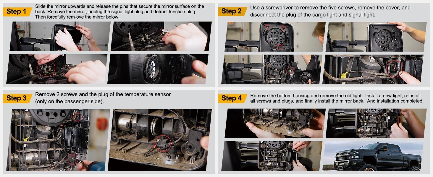 Nilight Side Mirror Marker Light Switchback Amber Turn Signals White Parking Lights Smoked Lens Plug and Play Compatible With 2016-2019 Chevy Silverado GMC Sierra 1500 2500HD 3500HD