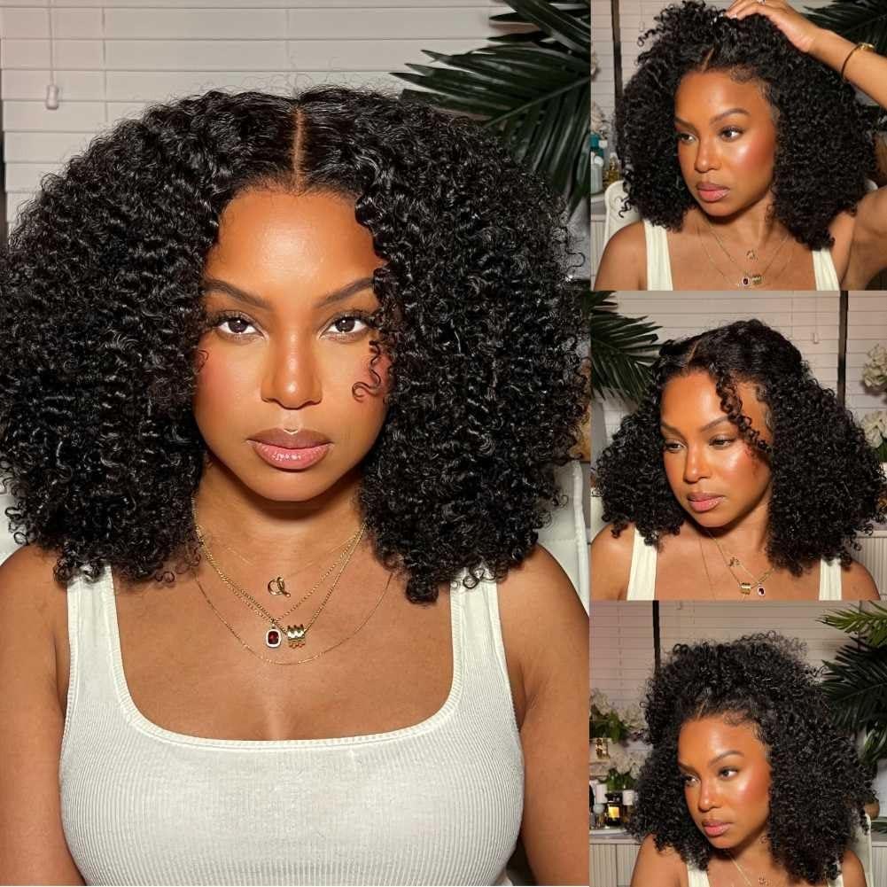 [Free Upgraded 7x6 Lace] MENGLLE 4C Baby Hair Kinky Curly 7x6 Pre Cut Lace Front Wig Wear and Go Glueless 200%/250% Density Human Hair Wigs Beginner Friendly#springfresh#GiftedInLove