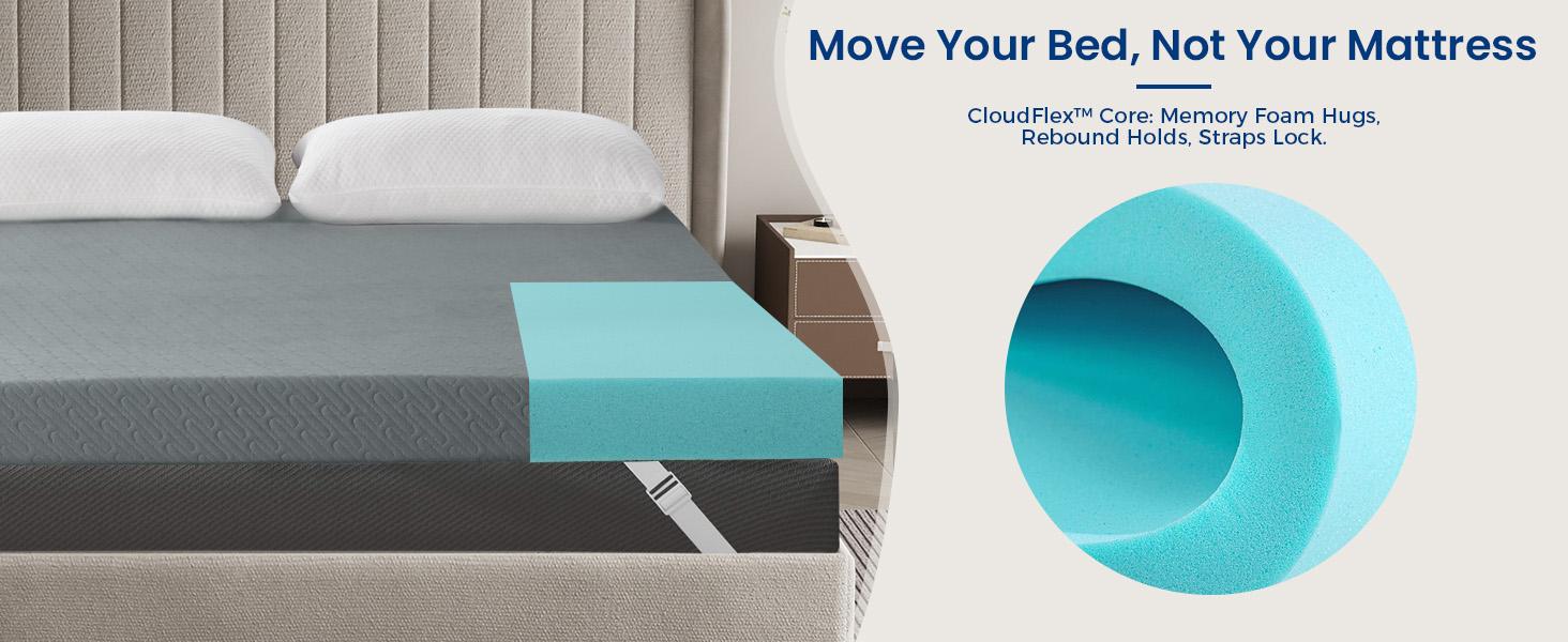 3-Inch Extra Thick Cooling Mattress Toppers Queen Size,Gel Memory Foam Pad,Gray Mattress Toppers(with Removable & Washable Bamboo Cover)