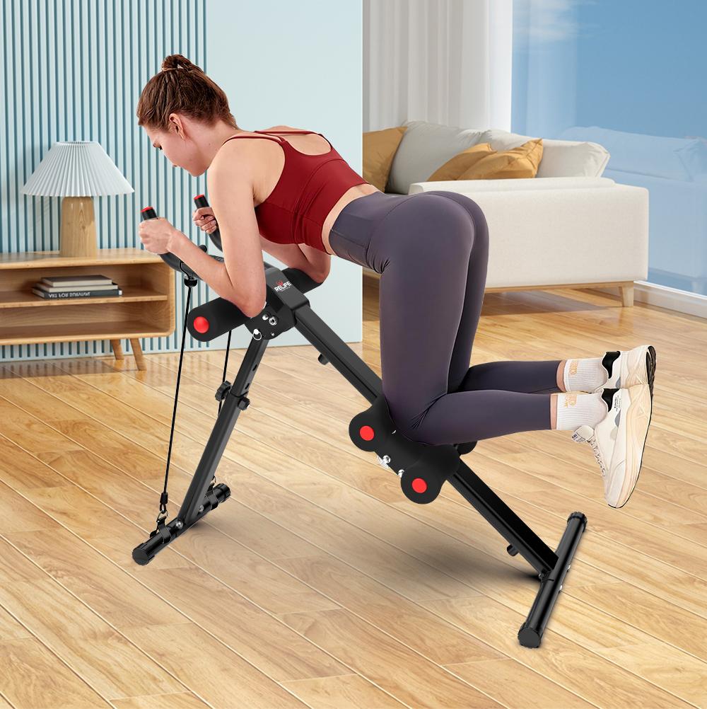 RELIFE REBUILD YOUR LIFE Ab Machine and Core Trainer, Adjustable Heavy-Duty Steel Workout Equipment for Abs, Foldable At Home Gym Equipment with LCD Display, 440 lbs Capacity, Abdominal Core Equipment, Exercise Equipment