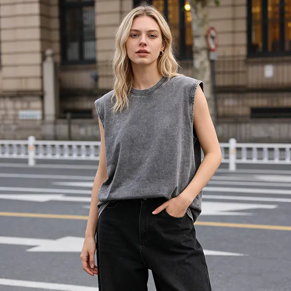 odor ash sleeveless トップス 韓国 シズニルック Holafish 1/3Pcs Acid Washed Tank Top Women's Oversized Cotton