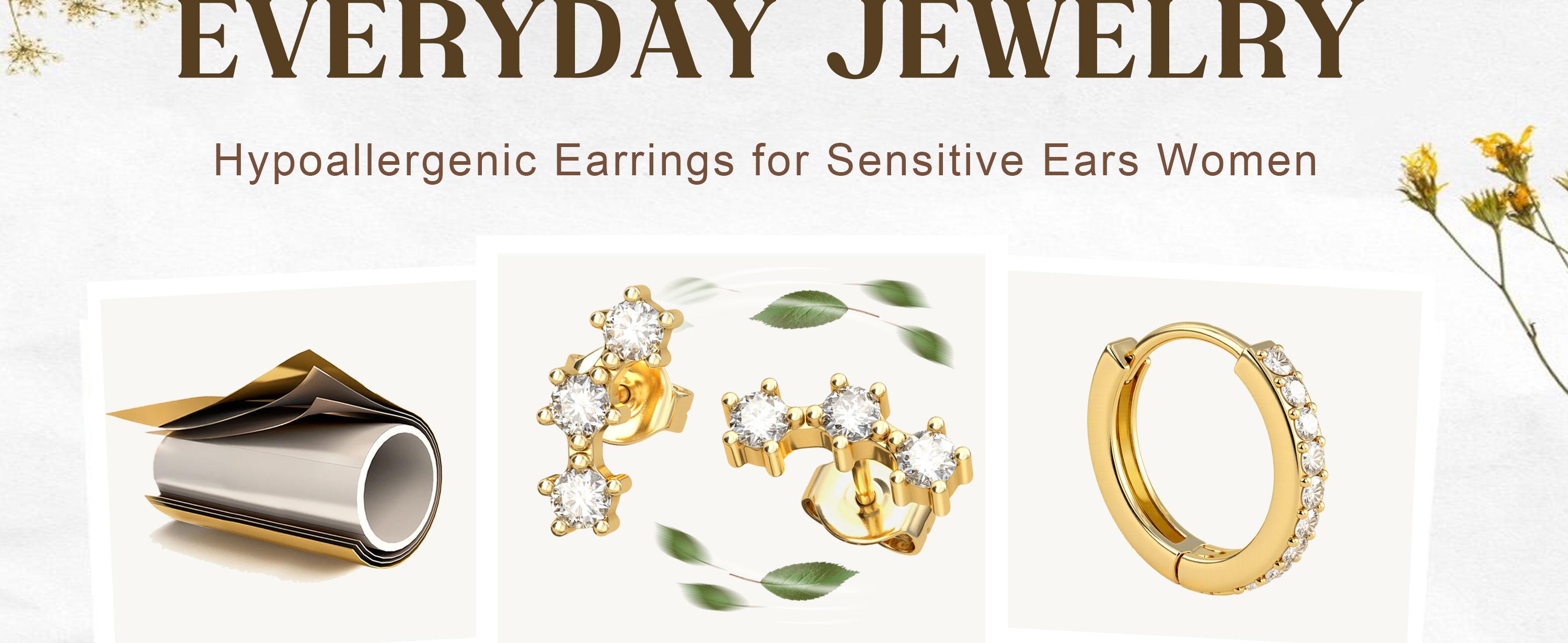 ORAZIO Hypoallergenic 14K Gold Plated Surgical Steel Gold Hoop Earrings with CZ Pearl Opal Dangle Huggie Set for Cartilage Stacks 20G Piercing