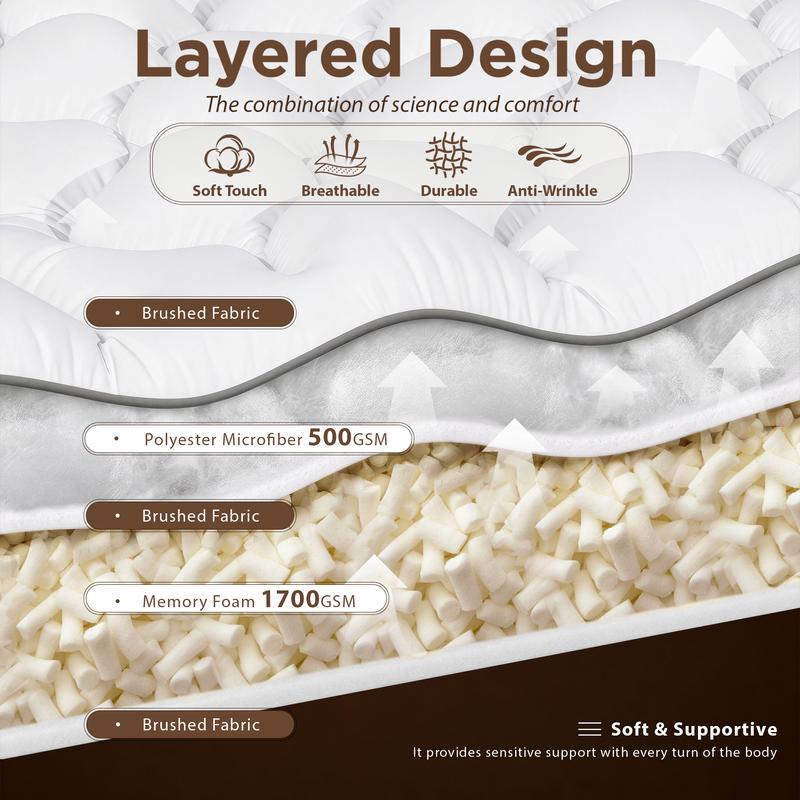 Raybee Ultra-Thick 2200GSM Mattress Topper, 3-4 Inch Memory Foam & Microfiber Hybird Mattress Pad for Back Pain & Pressure Relief, Breathable, Non-Slip, Soft & Supportive Bed Topper Pad , Twin Full Queen King for Bedroom, Dormitory, Guestroom, RVS, Raybee Ultra-Thick 2200GSM Mattress Topper, 3-4 Inch Memory Foam & Microfiber Hybird Mattress Pad for Back Pain & Pressure Relief, Breathable, Non-Slip, Soft & Supportive Bed Topper Pad , Twin Full Queen King for Bedroom, Dormitory, Guestroom, RVS,