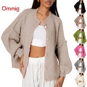 Ommig Women's Cardigan Sweaters Casual Lightweight Long Sleeve Button Up Knit Oversized Fall Outwear