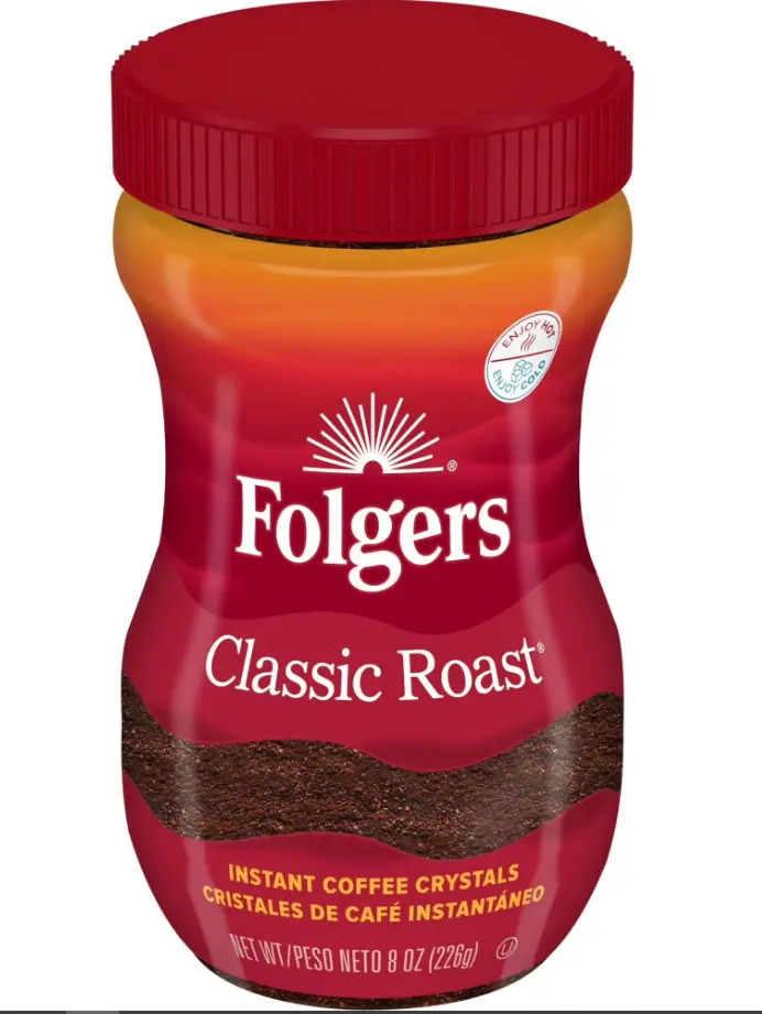 Folgers Classic Roast Instant Coffee, 8-Ounce Jar 2 Pack Beverage