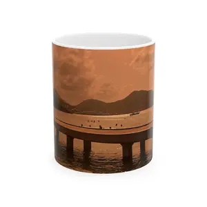 Sunset Pier Landscape Mug | St. Martin Scenic Ceramic Mug