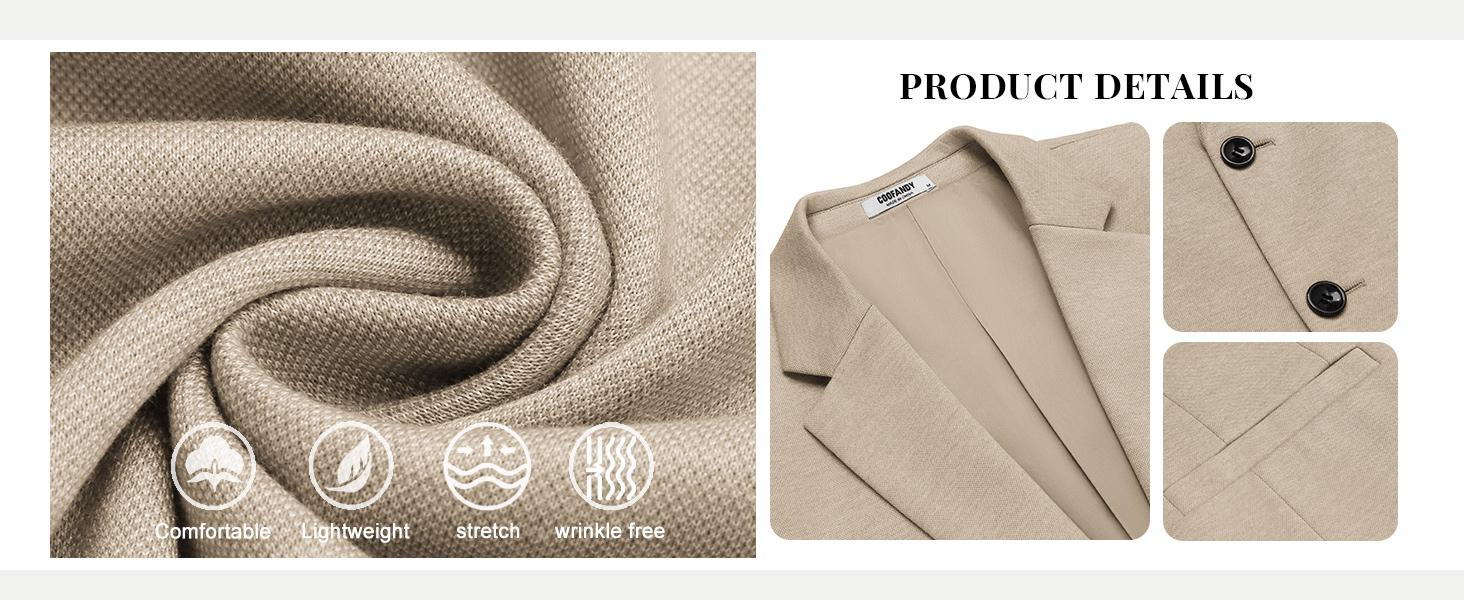 COOFANDY Men's Blazer Casual Knit Blazer Two Button Lightweight Sport Coats Suit Jacket