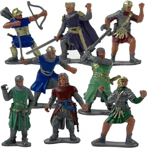 Knight Action Figures for Kids, Set of 8, Free-Standing Knight Figurines with Realistic Details, Medieval Party Decorations and Cake Toppers, Knight Party Favors for Boys and Girls