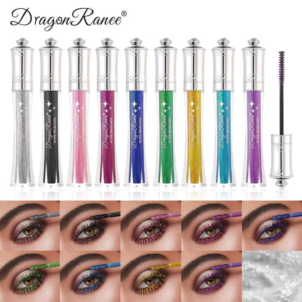 Dual-Ended Shimmering Diamond Color Glossy Waterproof Mascara - Smooth Cosmetic Makeup, Smudge-Proof, Curly Lashes, Multicolor Glitter Finish