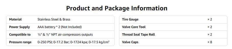 VIVOHOME 2 Pack Digital Tire Inflator with Pressure Gauge, Night Available 250 PSI Air Chuck and Compressor Accessories with Rubber Hose and Quick Connect Attachment for 0.1 Display Resolution VIVOHOME 2 Pack Digital Tire Inflator with Pressure Gauge, Night Available 250 PSI Air Chuck and Compressor Accessories with Rubber Hose and Quick Connect Attachment for 0.1 Display Resolution