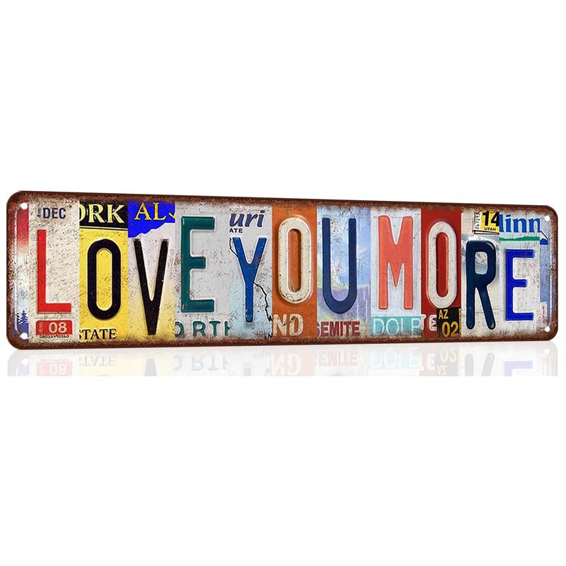 Love You More Sign Vintage Metal Tin Signs Love You More Sign Above Door Street Signs For Home Bar Coffee Wall Art Decor 16 X 4 Inches