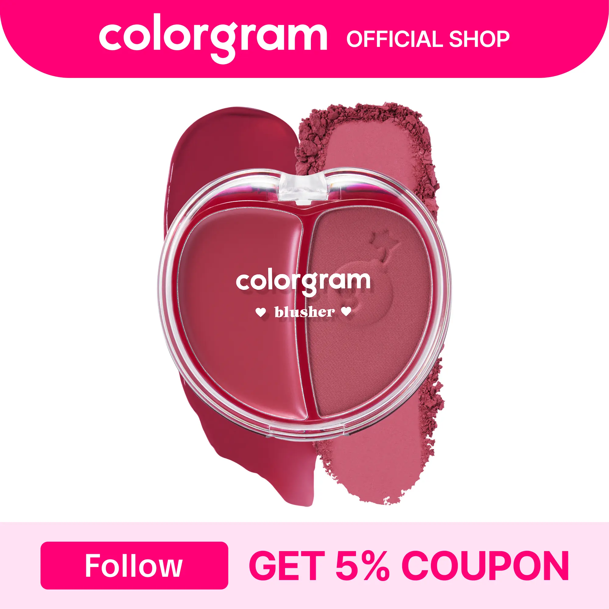 Colorgram Tintin Dory Duo Blusher – cream & powder blush compact for customizable glow and matte finish