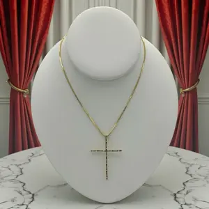 Multicolor Cross Necklace - Gold Plated 14k