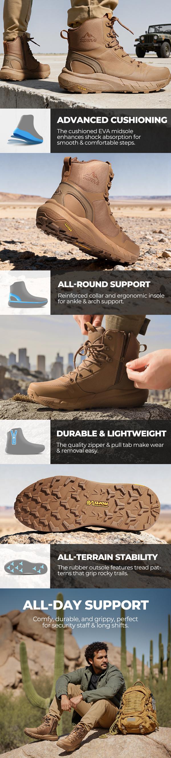 NORTIV 8 Metrostrike Men's Tactical Boots Lightweight Comfortable All-Day Work Boots with Side Zipper for Motorcycle Combat Hiking 8 Inches Safety Outdoor Shoes - Footwear