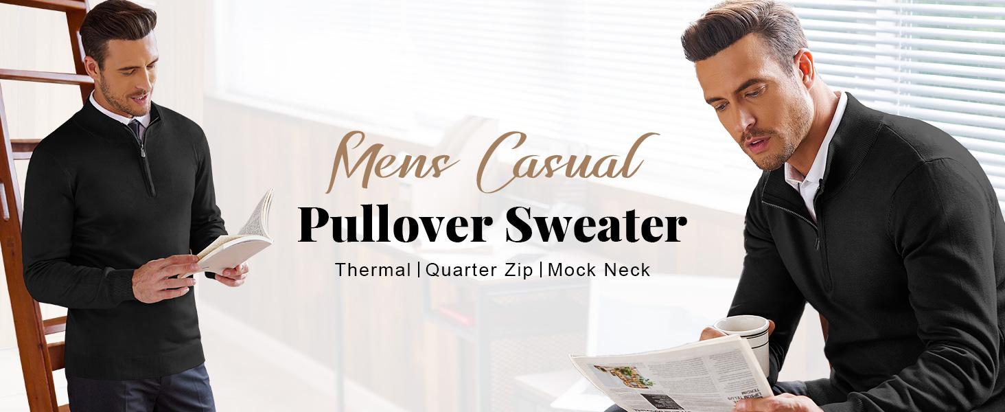 COOFANDY Fall Outfits Thin Men's Quarter Zip Up Sweaters Slim Fit Lightweight Mock Neck Pullover Casual Polo Sweaters Classic Cotton Long Sleeve Menswear Shirt Classy Shirt Classy  Collar Knitwear Outfit