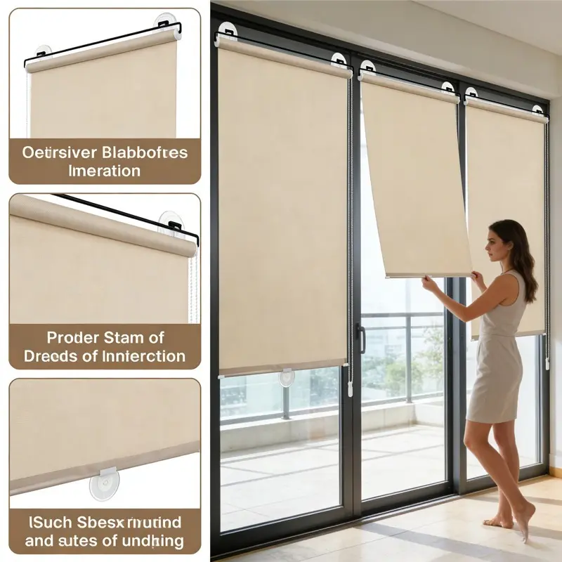Retractable sunshades, thermal curtains, easy to install without drilling, sun-blocking and heat-insulating roller shades, retractable, suitable for car and home windows