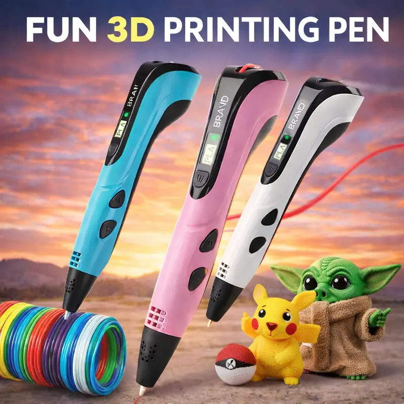 Newest 3D Printing Pen Set with LCD Display Screen PLA Filament USB Adapter & 22 Design Drawing Book Creative DIY Gift for Kids Birthday New Year Present   ideal   birthday   gift Fun