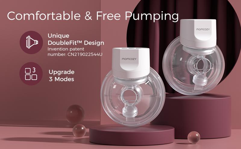 Momcozy Hands-Free Breast Pump S12 Pro, Wearable & Portable Pump with Soft DoubleFit Flange, 3 Modes | 9 Levels Double Electric Pump, Smart Display, 24mm,B