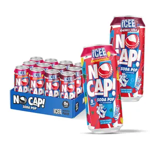 NO CAP! Next Gen Soda Pop Cherry Cola & Strawberry Lemonade Variety Pack, Electrolytes for Hydration, Zero Sugar, Zero Calories, Caffeine-Free Soda, Vegan & Gluten-Free, 16 oz Cans (12-Pack)