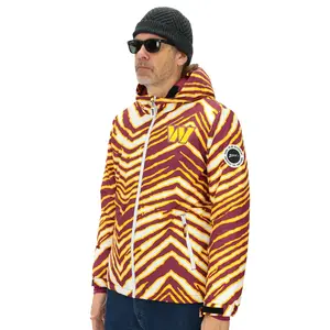 Zubaz NFL Adult Unisex Zebra Team Color Bleacher Blazer Snow Jacket, Washington Commanders