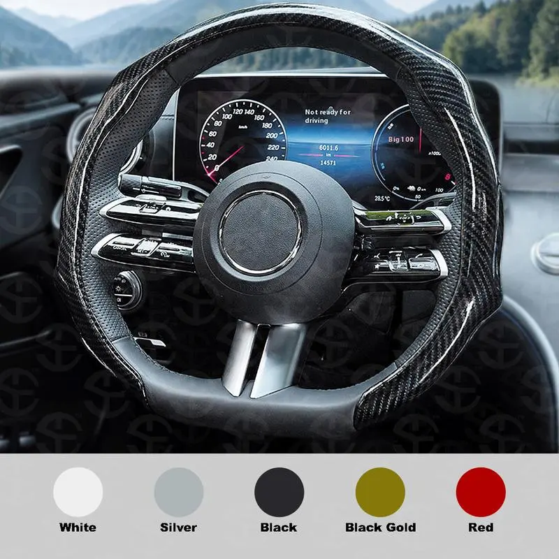 Men's 15 in 5D Laser Carbon Fiber Steering Wheel Cover, Universal Fit, Quick Turn, Non-Slip Enhanced Grip, Ultra-Thin, All-Season Car Accessories, Cool Car Stuff, Easy-Install Sporty Style Automotive Interior Accessory, Auto Parts Accessories Vehicle summ