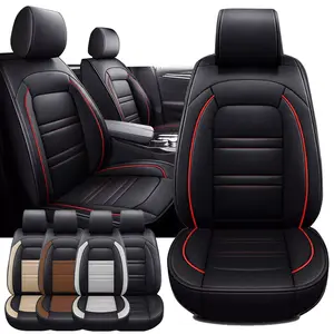 Full Set Car Seat Covers, Luxury Waterprrof Leather Cushion Protectors, 40/60 Split Front and Rear Bench Seat, Full Surround Car Interior Cushions, Universal Fit for Cars Sedans SUVs