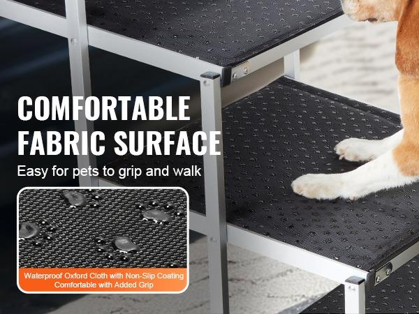 5-Step Folding Dog Steps with Non-Slip Surface ，Heavy-Duty Dog Car Steps, Non-Slip Aluminum Dog Ramp, Portable Pet Ladder with Carry Bag