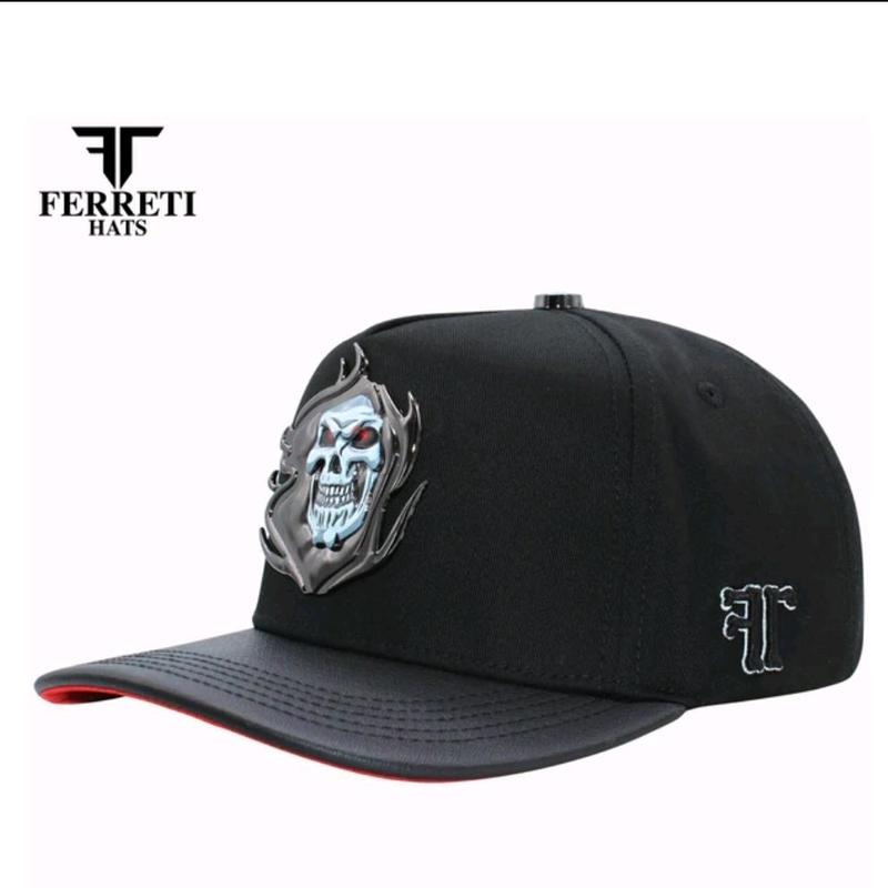 FERRETI HATS  FT130 THE SKULL black  Color Hat with Premium Material for Durability and Versatile Design