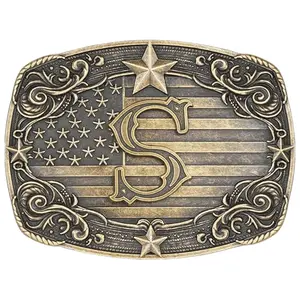 WMG Western Belt Buckle Men Initial Letter ABCDJRM to Z Rodeo Cowboy Belt Buckles for Women and Men
