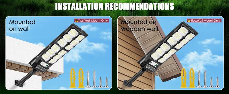 Professional 2-Pack Solar Street Light 13000LM LED Dusk to Dawn Motion Sensor IP65 Waterproof Outdoor Floodlight with Remote Control for Parking Lots Courtyards