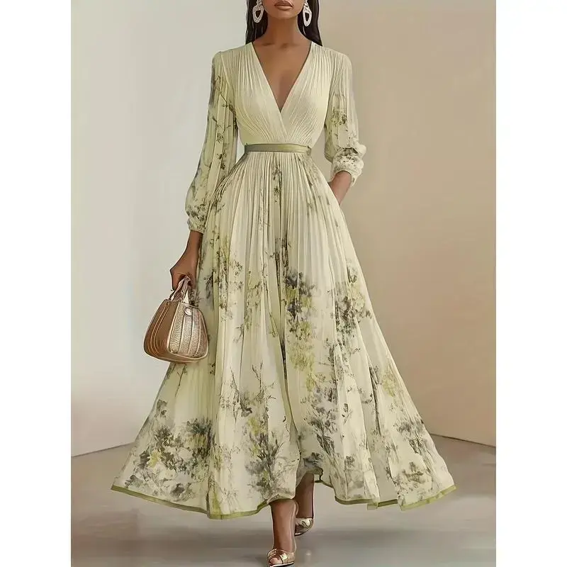 Elegant Olive Green V-Neck A-Line Formal Maxi Dress with Floral Lace Appliqu, Elegant Olive Green V-Neck A-Line Formal Maxi Dress with Floral Lace Appliqu,