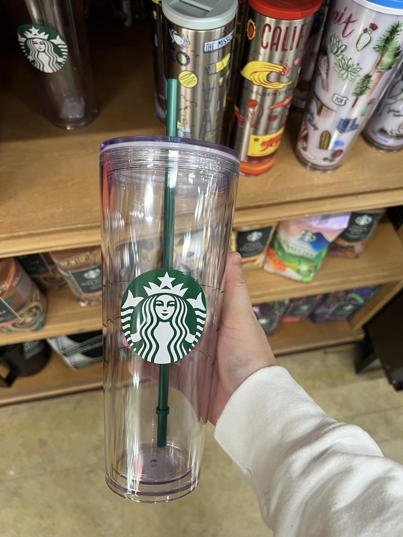 Starbucks classic Mermaid icon logo double wall clear plastic venti tumbler cold cup