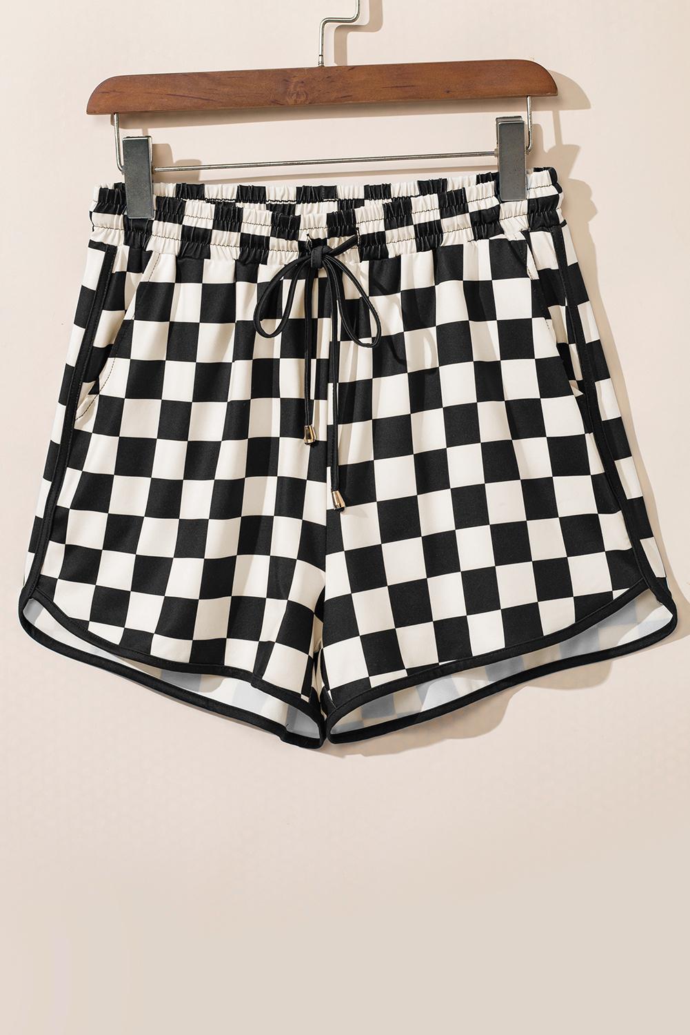 Mntaor Women's 2025 Checkered Drawstring Elastic Waist Casual Summer Shorts - Fitted Style with Adjustable Fit for Comfortable Outfit