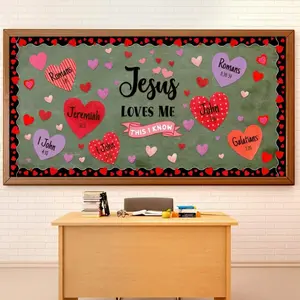 2026 Christian Bulletin Board Sets Easter Decorations Bulletin Board Decorations Classroom Decorations 3D Bulletin Board for Students and Teachers Sunday School Jesus Decor Valentine’s Day Decorations for School Party Favors for Church Jesus Love Me