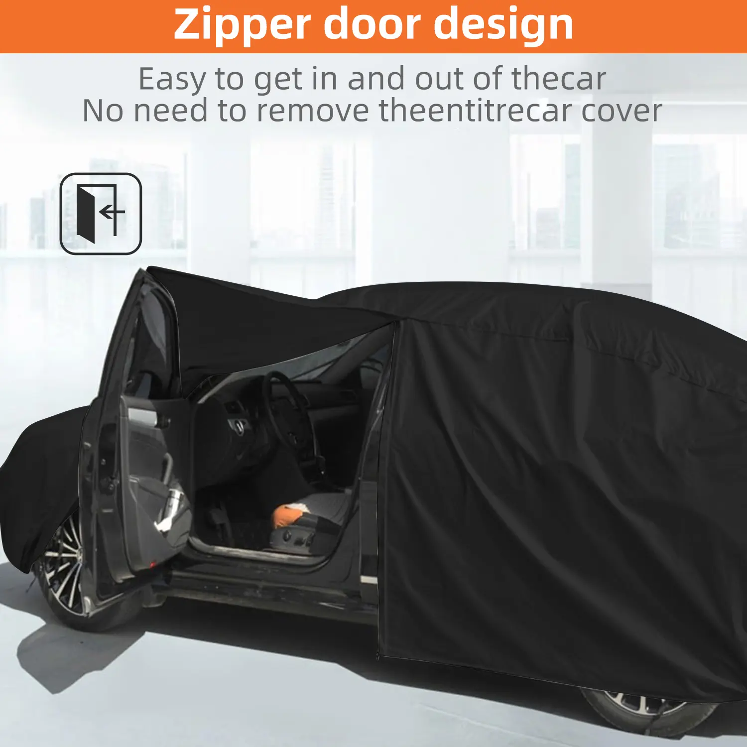Universal Car Cover - All-Purpose Dustproof Protector Slipcover, Waterproof, UV-Resistant, Easy Access Zipper Door, Reflective Strips, All-Weather Protection for Outdoor Parking & Garage Use, Dustproof Slipcover, Protector Cover