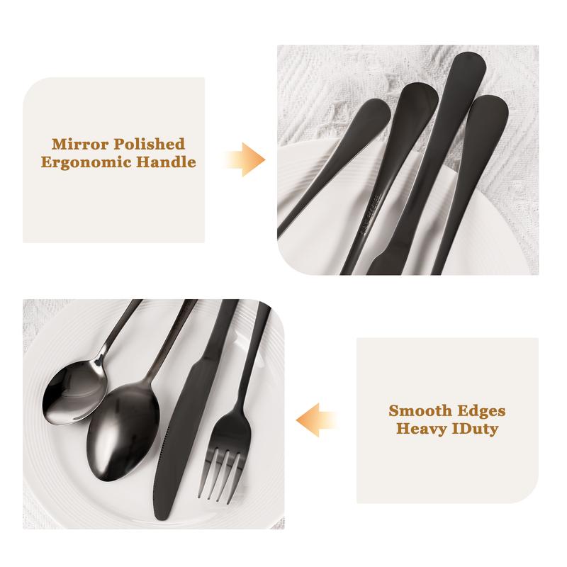 [Official]Astercook 24/48Pcs Stainless Steel Cutlery Set,  utensil combines spoon fork and knife Set, Suitable For Home, Restaurant, Dishwasher Safe Tableware Utensils Kitchenware