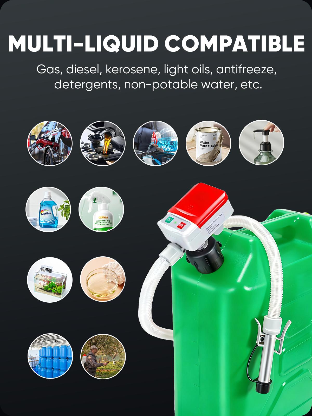 #TikTokShopSpringGlowUp SHEKAR Portable Auto Fuel Transfer Pump Auto-Stop 3.2GPM, USB Charging for Gasoline, Diesel, Kerosene, Light Oils, Non-Potable Water, Apply to Automobiles, Motorcycles, Lawn Mowers, Chainsaws, Agricultural Equipment, Heavy Duty