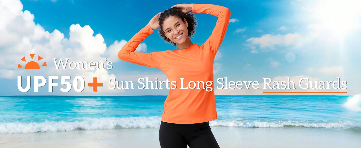 Pioneer Camp Rash Guard for Women Sun Shirts UPF 50+ SPF UV Protection Long Sleeve Workout Tops Hiking Running Quick Dry