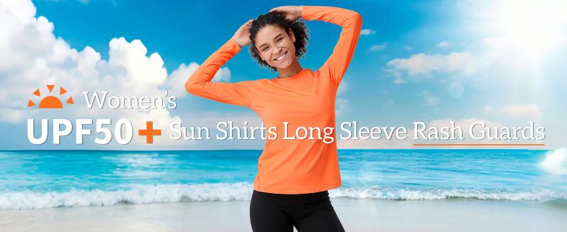 Pioneer Camp Rash Guard for Women Sun Shirts UPF 50+ SPF UV Protection Long Sleeve Workout Tops Hiking Running Quick Dry