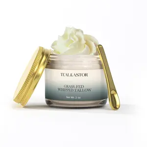 Teal&Astor Grass-Fed Whipped Tallow Balm with Vanilla Bean - Deep Hydrating & Nutrient-Rich for Soft Supple Skin - 2 fl oz