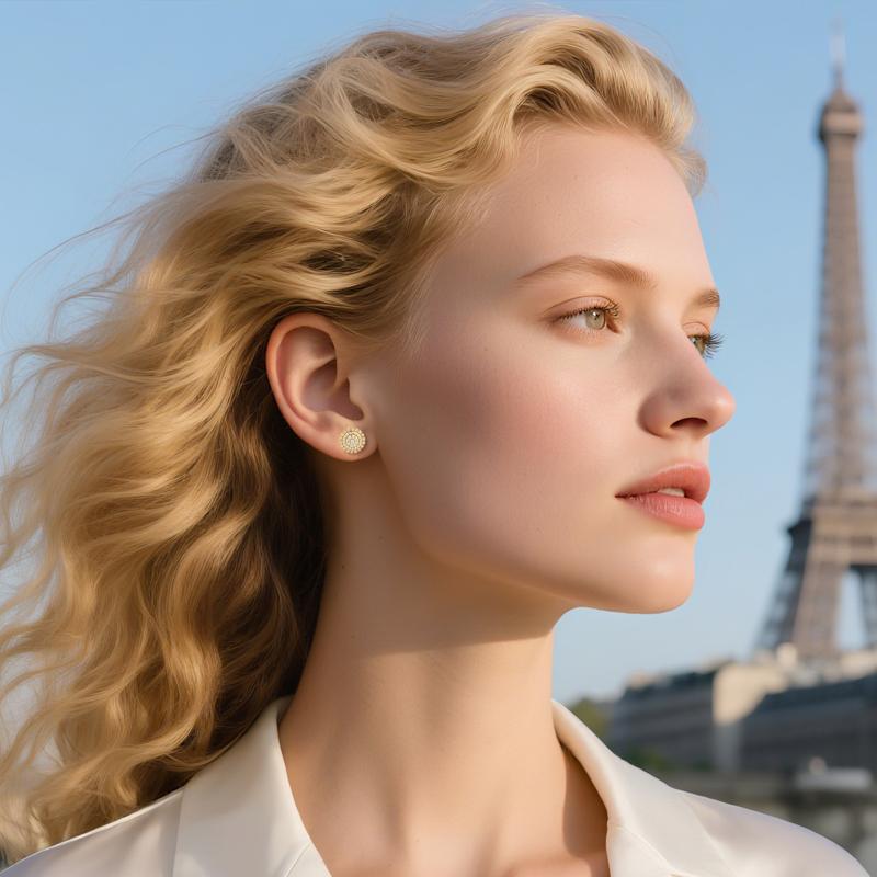 【#E559】Flower stud earrings UCCIYO Synthetic Moissanite Earrings For Women 925 Sterling Silver Stud Earring Men Hip Hop Jewelry Couple Gift