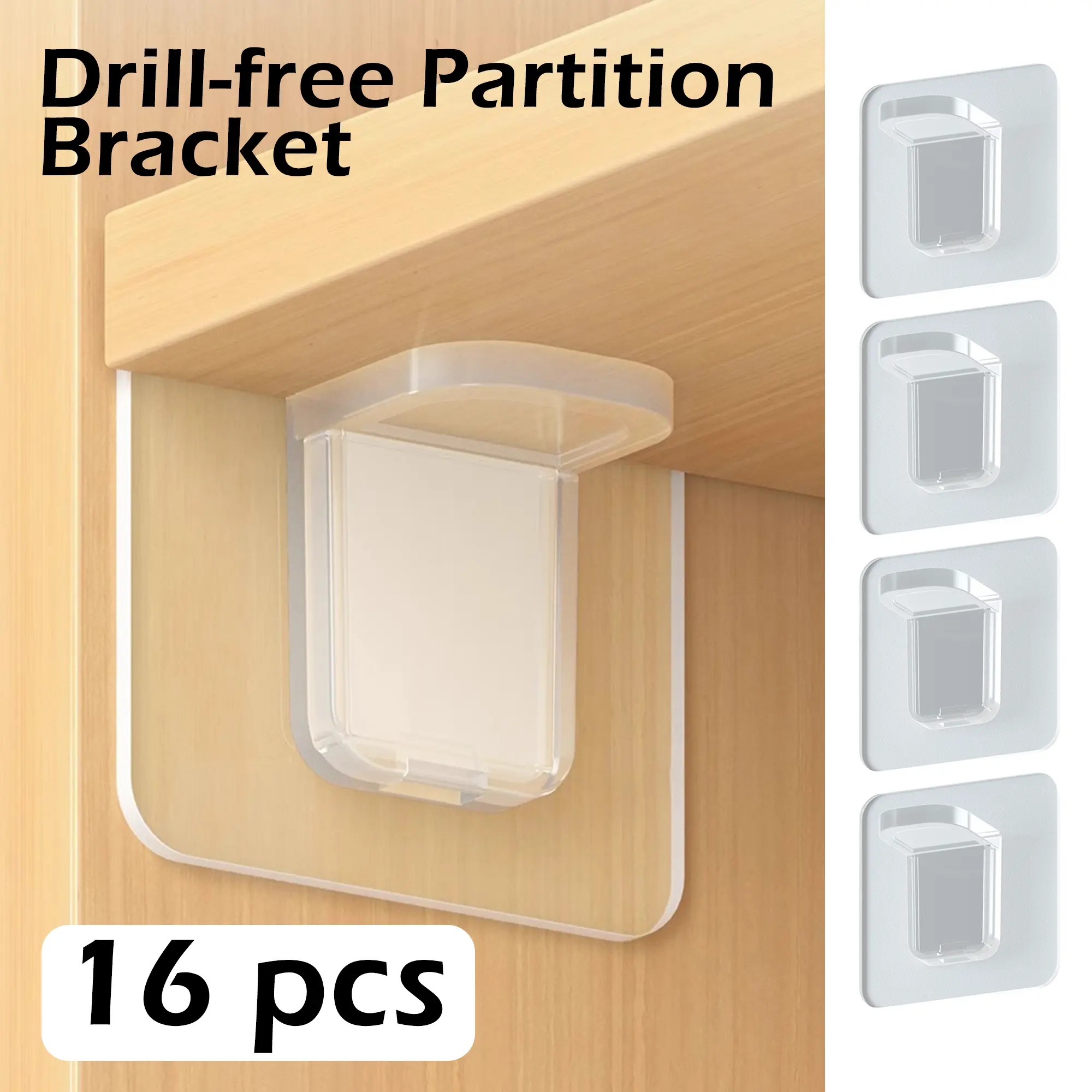 16 Counts Shelf Support Pegs, Assorted Hue Self-Adhesive Partition Supports, Transparent Pins for  - Free Removal