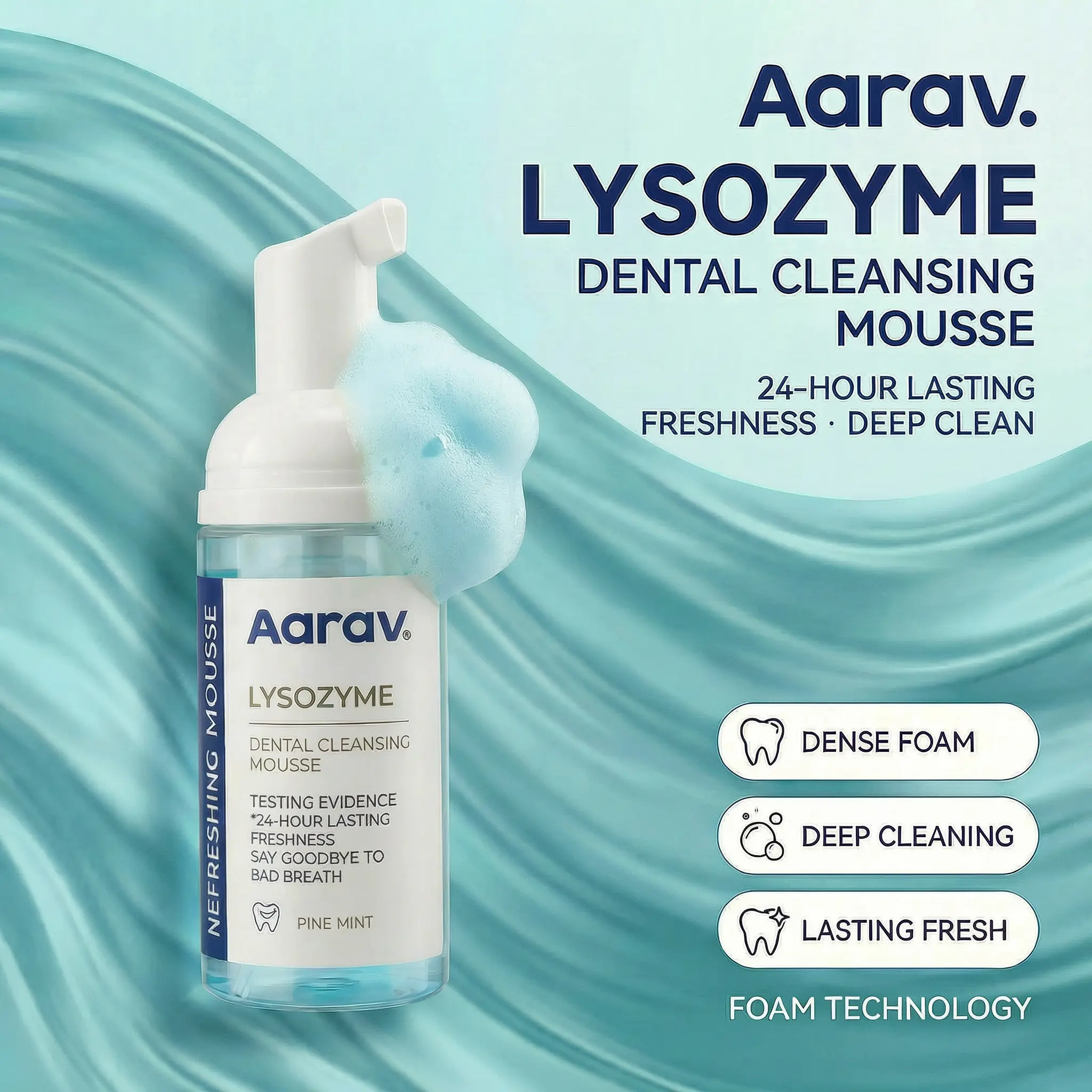 Aarav Moto Foaming Tooth Mousse - Oral Care with No Water Needed, Apply Foam, Deep Clean, Odor Neutralization, Travel-Friendly Fresh Mint Formula