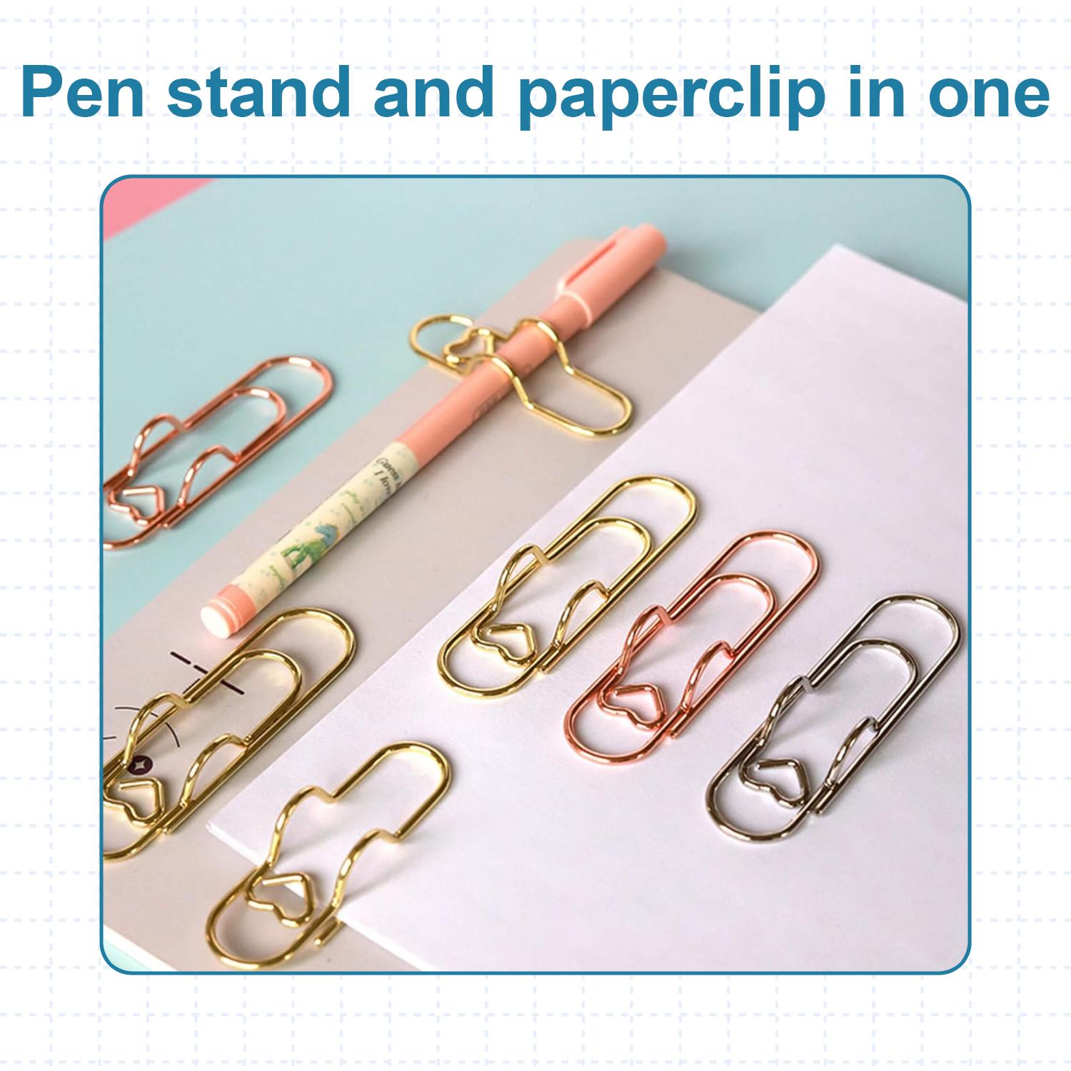 10Pcs Metal Pen Clips in Gold/Silver/Rose Gold - Paperclip Pen Holders for Notebooks and Papers,Metal Pen Clip Holder and Pen Holder Clip  for Notebook Book Journal Office School