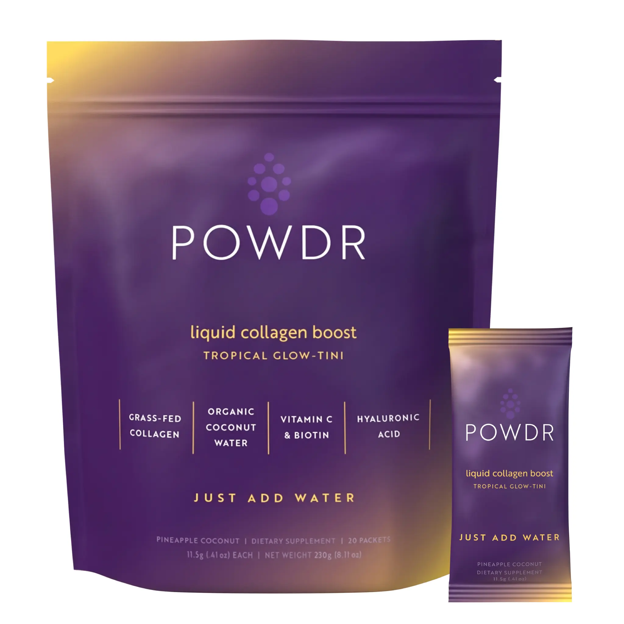 drinkpowdr Liquid Collagen Boost – Daily Beauty Support with Biotin & Hyaluronic Acid, Tropical Coconut Pineapple, Clean & Allergen‑Free