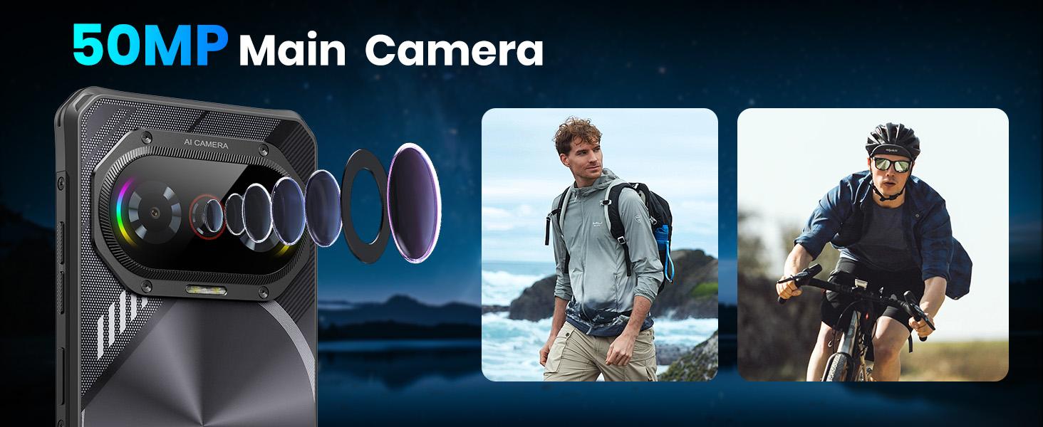 FOSSIBOT F114 Rugged Smartphone Unlocked, 16GB+128GB/2TB Android 15 Rugged Phone, 5000mAh Battery Cellphone,50MP+2MP+8MP Camera,Dual SIM 4G Phone,IP68 / IP69K, NFC