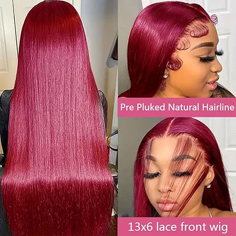 [NEW IN] Hot Star Straight and Body Wave 99J Burgundy Color 13x6 HD Transparent Lace Front Wigs Human Hair Pre Plucked Human Hair for Women