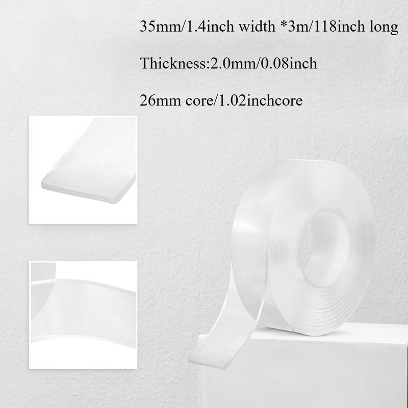 High Transparency Acrylic Nano Double Sided Tape High Viscosity Strong Hanging Transparent Waterproof Adhesive Hook No Trace Detachable No Residue Nano Double Sided Tape Self Adhesive Heavy Duty Tape